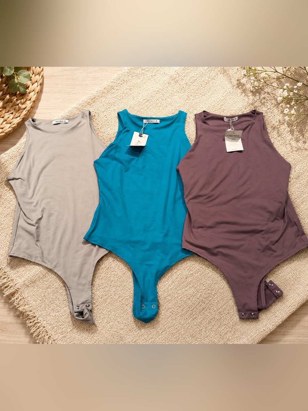 Three Reoria One-Piece Bodysuit - Teal, Gray, Plum two NWT and one NWOT Medium